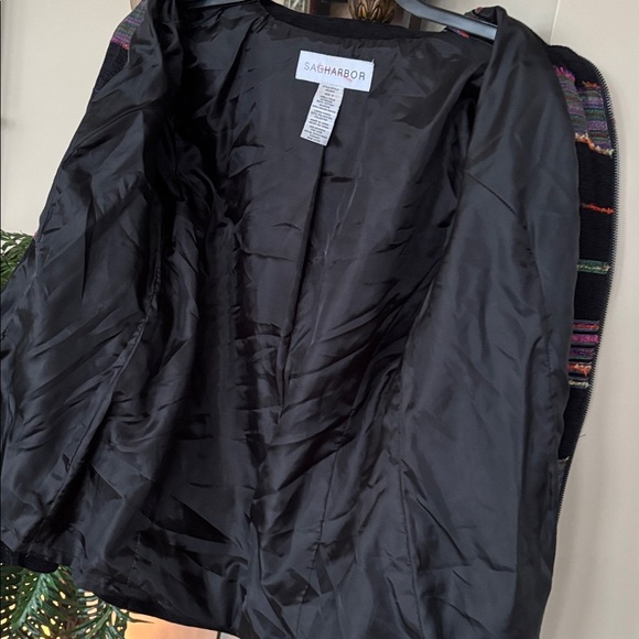 Vintage Sag Harbor Full Zip Multicolored Metallic Striped Suit Jacket Blazer - Picture 12 of 13